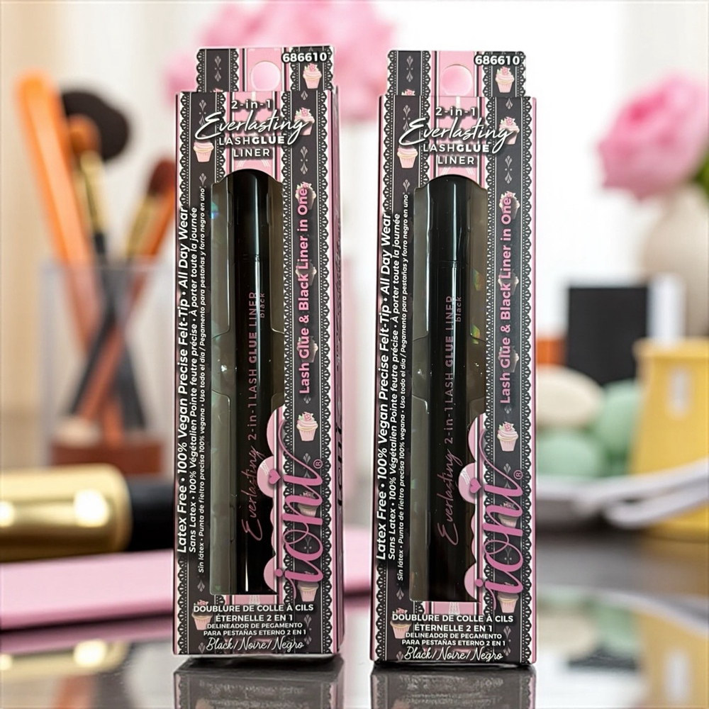 Ioni 2-in-1 Everlasting Lash Glue & Black Liner 686610 Vegan Set of 2 New